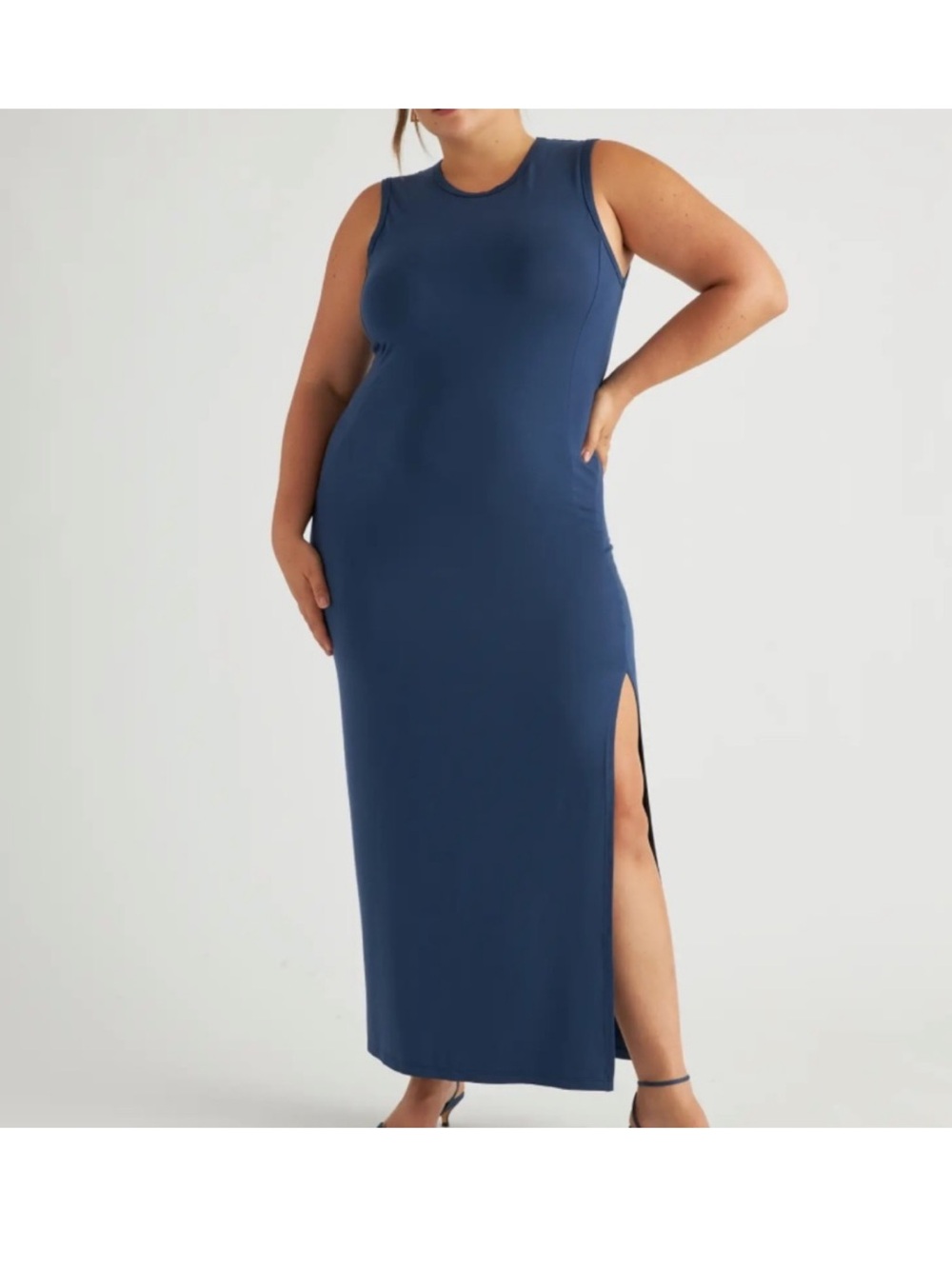 Quince Jersey Tank Maxi Dress navy